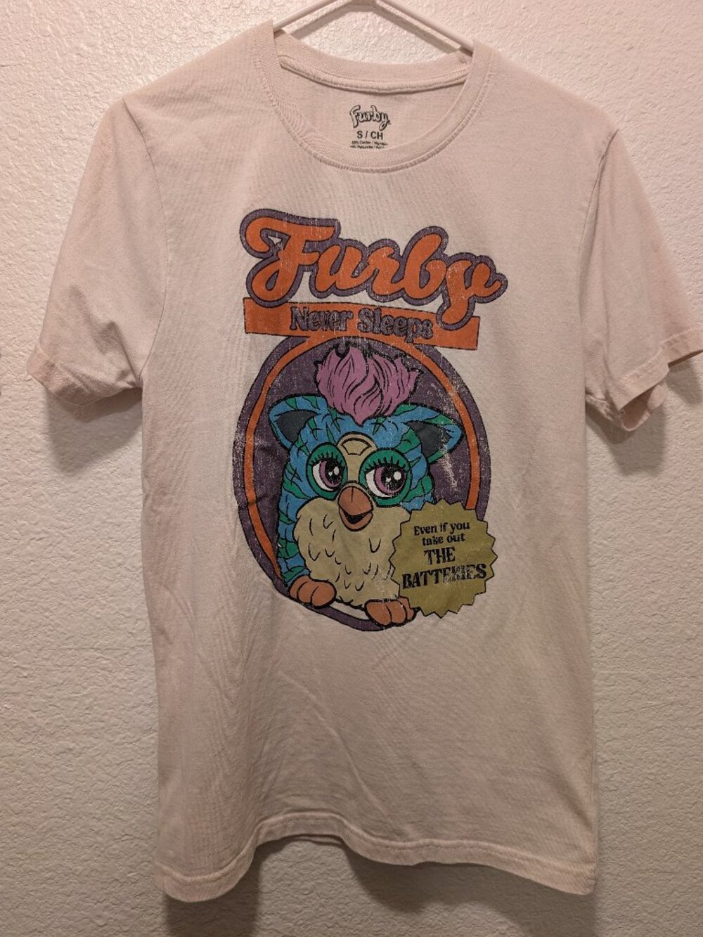 Cream Retro Graphic Furby Short Sleeve Tee Y2K
